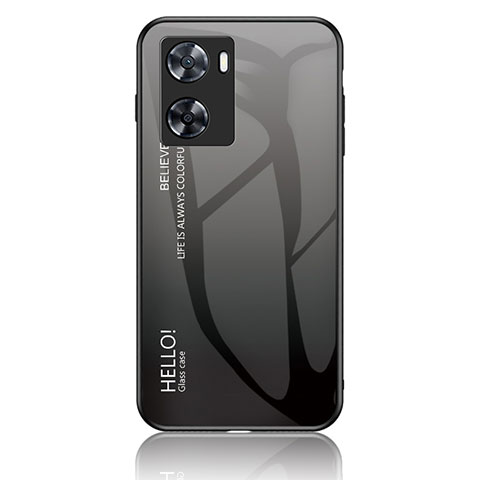 Carcasa Bumper Funda Silicona Espejo Gradiente Arco iris LS1 para Oppo A77 4G Gris Oscuro