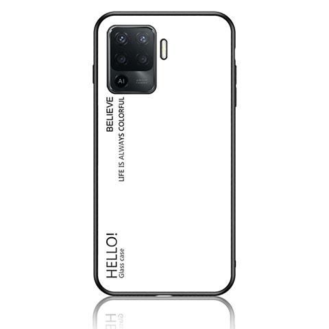 Carcasa Bumper Funda Silicona Espejo Gradiente Arco iris LS1 para Oppo A94 4G Blanco