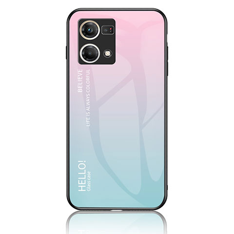 Carcasa Bumper Funda Silicona Espejo Gradiente Arco iris LS1 para Oppo F21 Pro 4G Cian