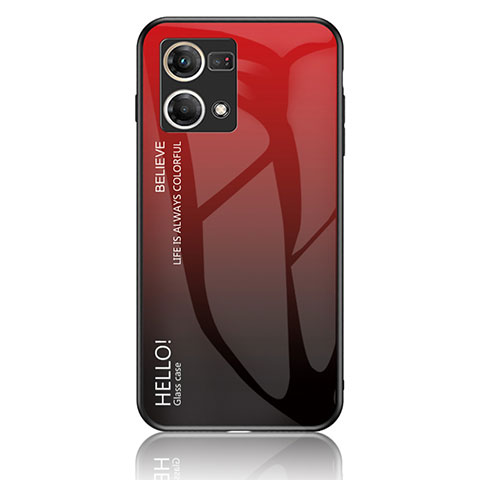 Carcasa Bumper Funda Silicona Espejo Gradiente Arco iris LS1 para Oppo F21 Pro 4G Rojo