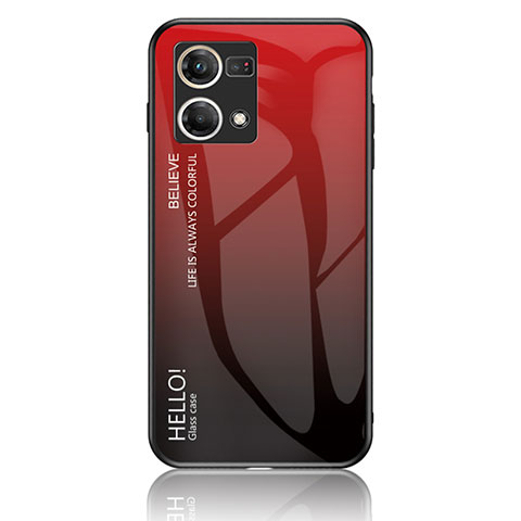 Carcasa Bumper Funda Silicona Espejo Gradiente Arco iris LS1 para Oppo F21s Pro 4G Rojo