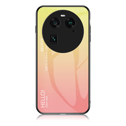 Carcasa Bumper Funda Silicona Espejo Gradiente Arco iris LS1 para Oppo Find X6 5G Amarillo