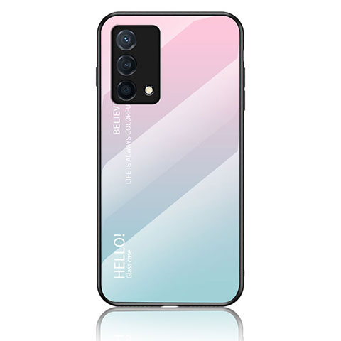 Carcasa Bumper Funda Silicona Espejo Gradiente Arco iris LS1 para Oppo K9 5G Cian