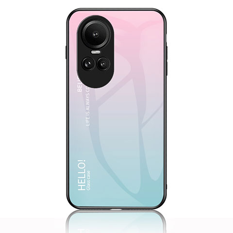 Carcasa Bumper Funda Silicona Espejo Gradiente Arco iris LS1 para Oppo Reno10 5G Cian