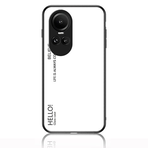 Carcasa Bumper Funda Silicona Espejo Gradiente Arco iris LS1 para Oppo Reno10 Pro 5G Blanco