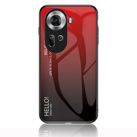 Carcasa Bumper Funda Silicona Espejo Gradiente Arco iris LS1 para Oppo Reno11 5G Rojo