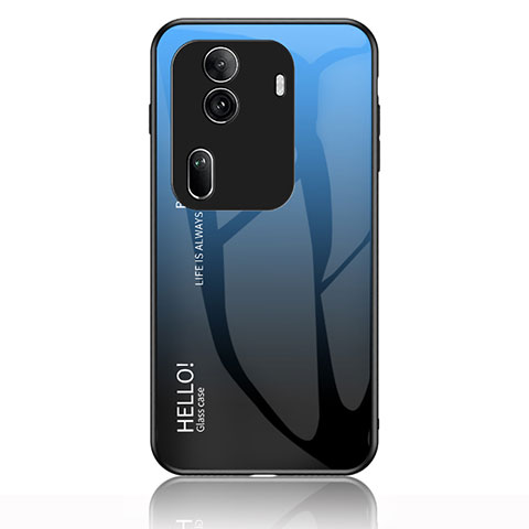 Carcasa Bumper Funda Silicona Espejo Gradiente Arco iris LS1 para Oppo Reno11 Pro 5G Azul