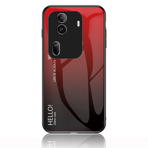 Carcasa Bumper Funda Silicona Espejo Gradiente Arco iris LS1 para Oppo Reno11 Pro 5G Rojo