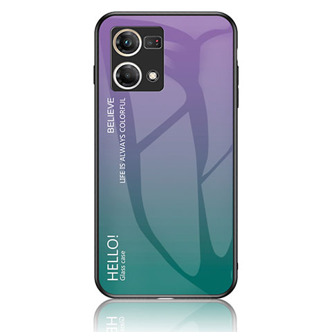 Carcasa Bumper Funda Silicona Espejo Gradiente Arco iris LS1 para Oppo Reno8 4G Multicolor