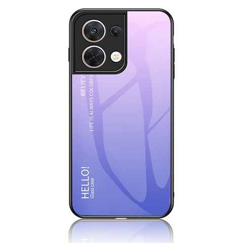 Carcasa Bumper Funda Silicona Espejo Gradiente Arco iris LS1 para Oppo Reno8 5G Purpura Claro