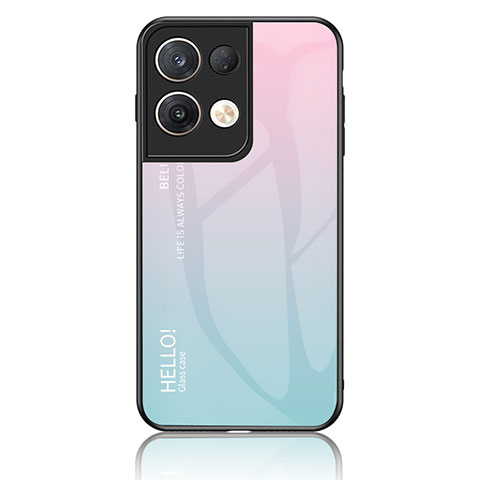 Carcasa Bumper Funda Silicona Espejo Gradiente Arco iris LS1 para Oppo Reno8 Pro 5G Cian