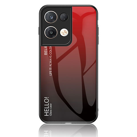 Carcasa Bumper Funda Silicona Espejo Gradiente Arco iris LS1 para Oppo Reno8 Pro+ Plus 5G Rojo