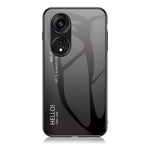 Carcasa Bumper Funda Silicona Espejo Gradiente Arco iris LS1 para Oppo Reno8 T 4G Gris Oscuro