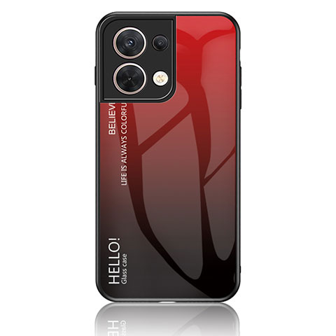 Carcasa Bumper Funda Silicona Espejo Gradiente Arco iris LS1 para Oppo Reno9 5G Rojo