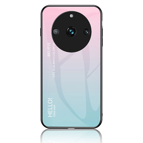 Carcasa Bumper Funda Silicona Espejo Gradiente Arco iris LS1 para Realme 11 Pro 5G Cian