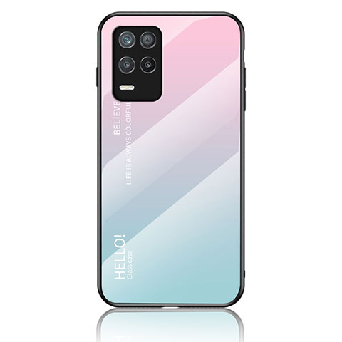 Carcasa Bumper Funda Silicona Espejo Gradiente Arco iris LS1 para Realme 8 5G Cian