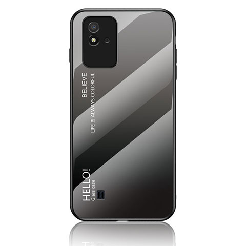 Carcasa Bumper Funda Silicona Espejo Gradiente Arco iris LS1 para Realme C20A Gris Oscuro