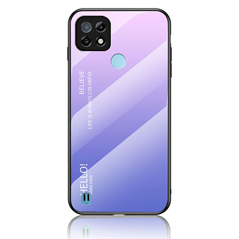 Carcasa Bumper Funda Silicona Espejo Gradiente Arco iris LS1 para Realme C21 Purpura Claro