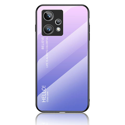 Carcasa Bumper Funda Silicona Espejo Gradiente Arco iris LS1 para Realme Narzo 50 Pro 5G Purpura Claro