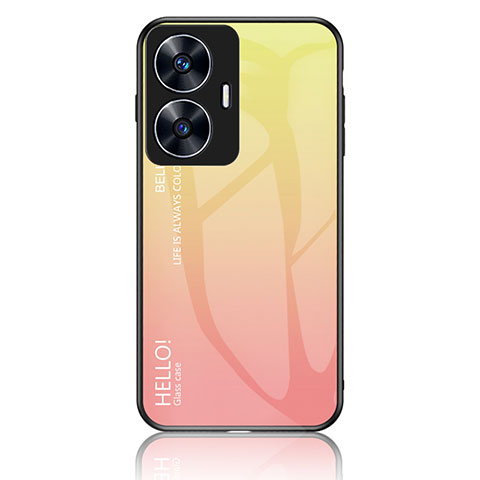 Carcasa Bumper Funda Silicona Espejo Gradiente Arco iris LS1 para Realme Narzo N55 Amarillo