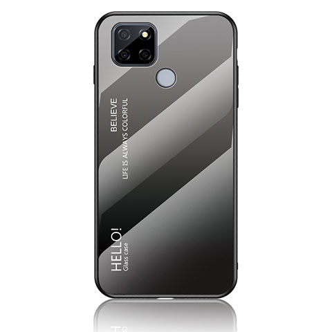 Carcasa Bumper Funda Silicona Espejo Gradiente Arco iris LS1 para Realme Q2i 5G Gris Oscuro