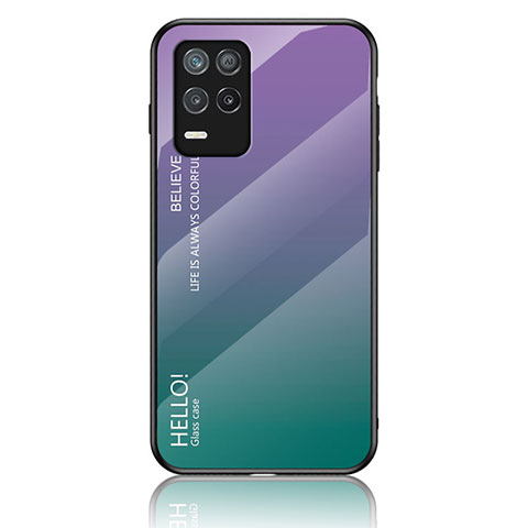 Carcasa Bumper Funda Silicona Espejo Gradiente Arco iris LS1 para Realme Q3 5G Multicolor