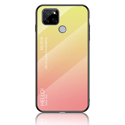 Carcasa Bumper Funda Silicona Espejo Gradiente Arco iris LS1 para Realme V3 5G Amarillo