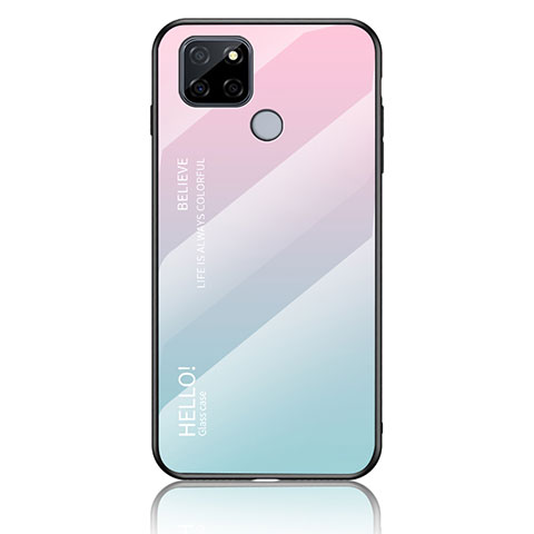 Carcasa Bumper Funda Silicona Espejo Gradiente Arco iris LS1 para Realme V3 5G Cian