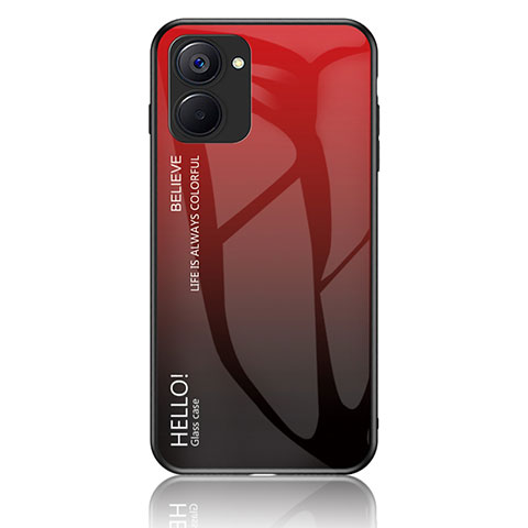 Carcasa Bumper Funda Silicona Espejo Gradiente Arco iris LS1 para Realme V30t 5G Rojo