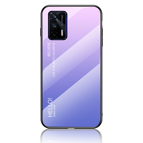 Carcasa Bumper Funda Silicona Espejo Gradiente Arco iris LS1 para Realme X7 Max 5G Purpura Claro