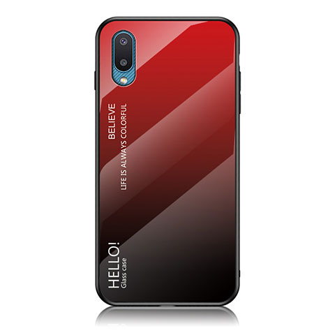 Carcasa Bumper Funda Silicona Espejo Gradiente Arco iris LS1 para Samsung Galaxy A02 Rojo