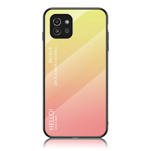 Carcasa Bumper Funda Silicona Espejo Gradiente Arco iris LS1 para Samsung Galaxy A03 Amarillo