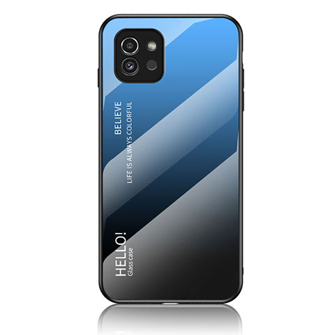 Carcasa Bumper Funda Silicona Espejo Gradiente Arco iris LS1 para Samsung Galaxy A03 Azul