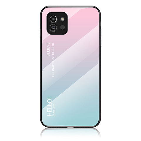 Carcasa Bumper Funda Silicona Espejo Gradiente Arco iris LS1 para Samsung Galaxy A03 Cian