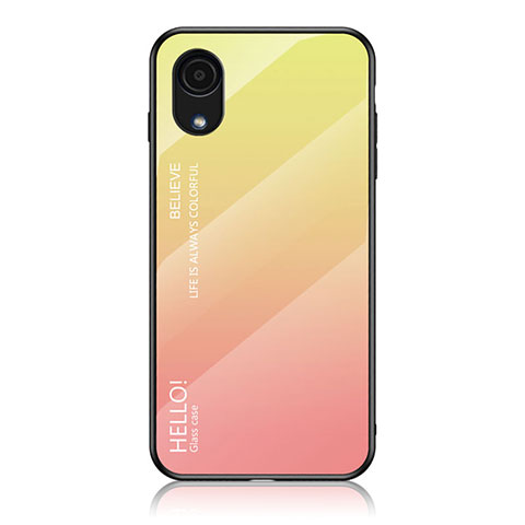 Carcasa Bumper Funda Silicona Espejo Gradiente Arco iris LS1 para Samsung Galaxy A03 Core Amarillo