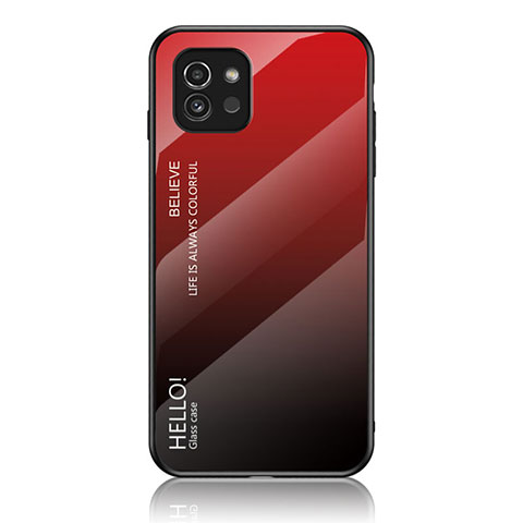 Carcasa Bumper Funda Silicona Espejo Gradiente Arco iris LS1 para Samsung Galaxy A03 Rojo