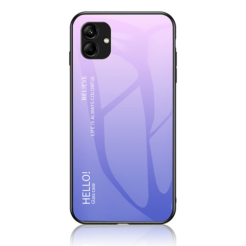 Carcasa Bumper Funda Silicona Espejo Gradiente Arco iris LS1 para Samsung Galaxy A04 4G Purpura Claro