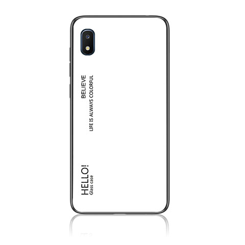 Carcasa Bumper Funda Silicona Espejo Gradiente Arco iris LS1 para Samsung Galaxy A10e Blanco