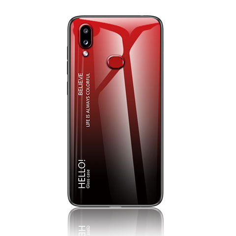 Carcasa Bumper Funda Silicona Espejo Gradiente Arco iris LS1 para Samsung Galaxy A10s Rojo