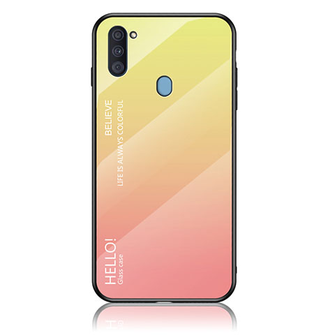 Carcasa Bumper Funda Silicona Espejo Gradiente Arco iris LS1 para Samsung Galaxy A11 Amarillo