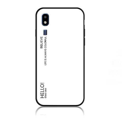 Carcasa Bumper Funda Silicona Espejo Gradiente Arco iris LS1 para Samsung Galaxy A2 Core A260F A260G Blanco