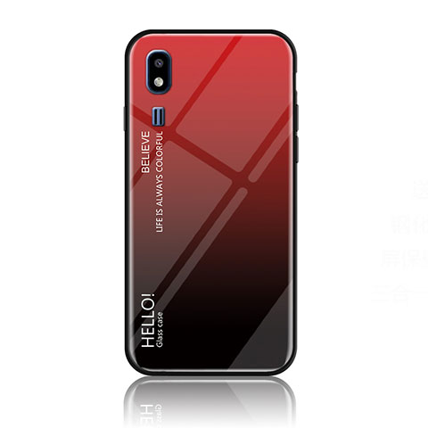 Carcasa Bumper Funda Silicona Espejo Gradiente Arco iris LS1 para Samsung Galaxy A2 Core A260F A260G Rojo