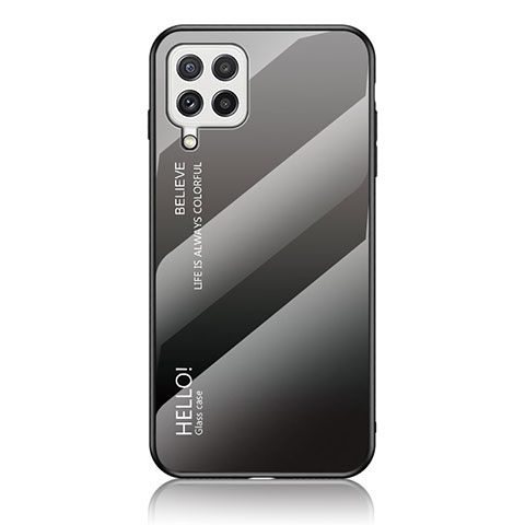 Carcasa Bumper Funda Silicona Espejo Gradiente Arco iris LS1 para Samsung Galaxy A22 4G Gris Oscuro