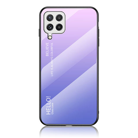 Carcasa Bumper Funda Silicona Espejo Gradiente Arco iris LS1 para Samsung Galaxy A22 4G Purpura Claro