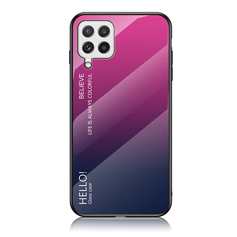 Carcasa Bumper Funda Silicona Espejo Gradiente Arco iris LS1 para Samsung Galaxy A22 4G Rosa Roja