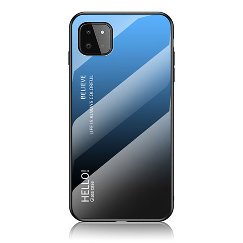 Carcasa Bumper Funda Silicona Espejo Gradiente Arco iris LS1 para Samsung Galaxy A22s 5G Azul