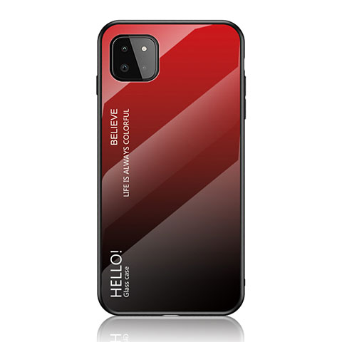 Carcasa Bumper Funda Silicona Espejo Gradiente Arco iris LS1 para Samsung Galaxy A22s 5G Rojo