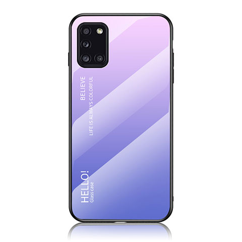 Carcasa Bumper Funda Silicona Espejo Gradiente Arco iris LS1 para Samsung Galaxy A31 Purpura Claro