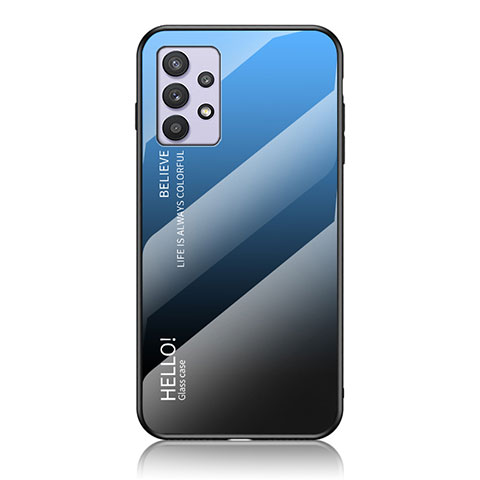 Carcasa Bumper Funda Silicona Espejo Gradiente Arco iris LS1 para Samsung Galaxy A32 5G Azul
