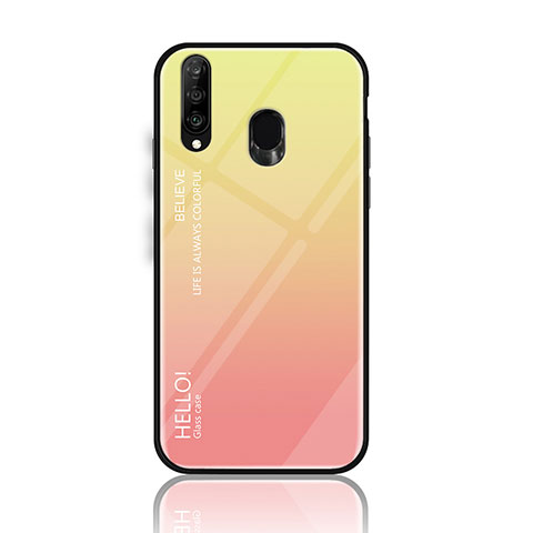 Carcasa Bumper Funda Silicona Espejo Gradiente Arco iris LS1 para Samsung Galaxy A40s Amarillo